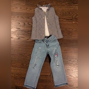 Polo Jean, Kids Black and White Patterned Vest Outfit